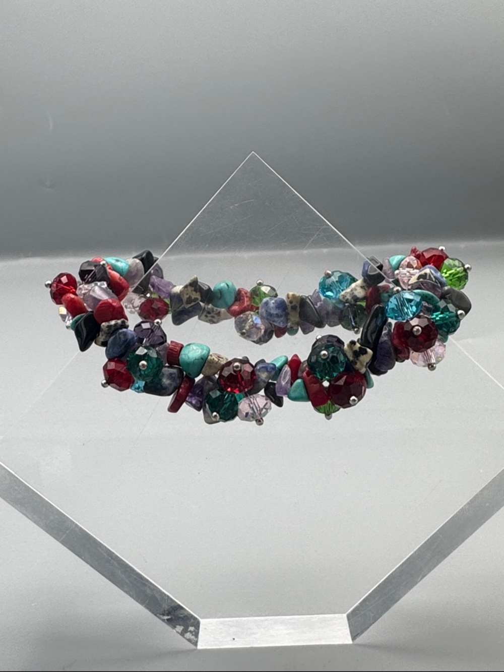 Multi-Color Beaded Statement Bracelet